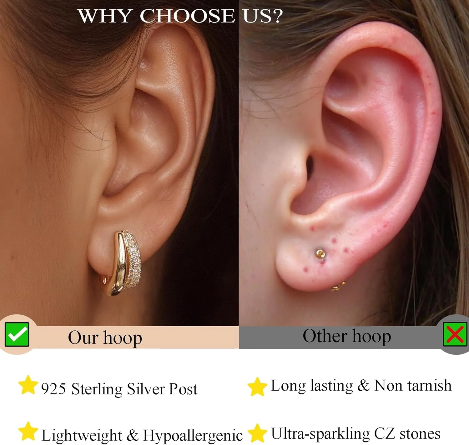 Minimalist Hoop Earrings 14K Gold Plated Lightweight Twisted Small Thick Huggie Hoops Earrings Hypoallergenic Gold Earrings for Women Trendy Hoops Drop Dangle Earrings Studs Jewelry Gifts