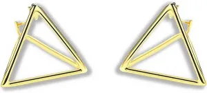 Minimalist Triangle Hoop Earrings, Gold and Silver, Geometric Design
