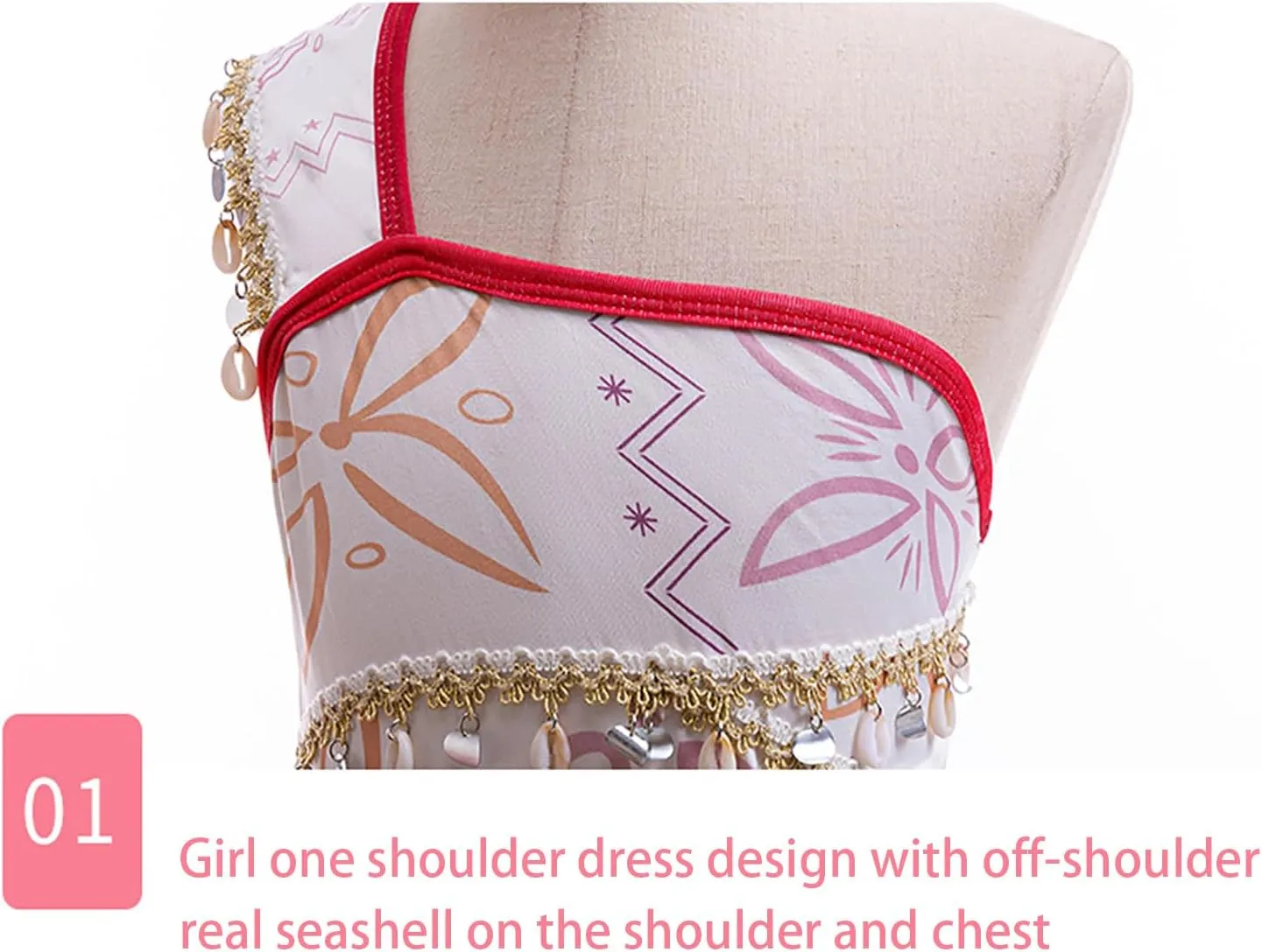Moana Costume for Girls Adventure Outfit Ocean Princess Birthday Party Dress Up with Necklace & Anklet Accesories