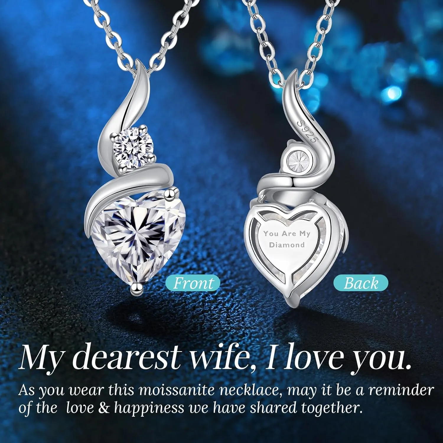 Moissanite Heart Pendant Necklaces for Women925 Sterling Silver Gold Plating Necklace with BirthstoneIdeal Anniversary Present or Birthday Christmas Valentine Engagements Mothers Day Jewelry Gifts for Mom Wife Her Girlfriend
