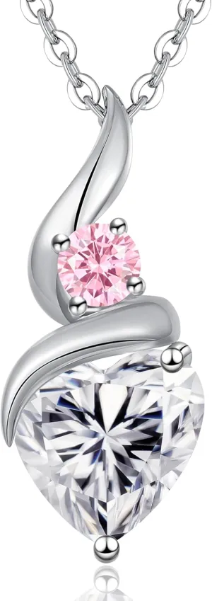 Moissanite Heart Pendant Necklaces for Women925 Sterling Silver Gold Plating Necklace with BirthstoneIdeal Anniversary Present or Birthday Christmas Valentine Engagements Mothers Day Jewelry Gifts for Mom Wife Her Girlfriend