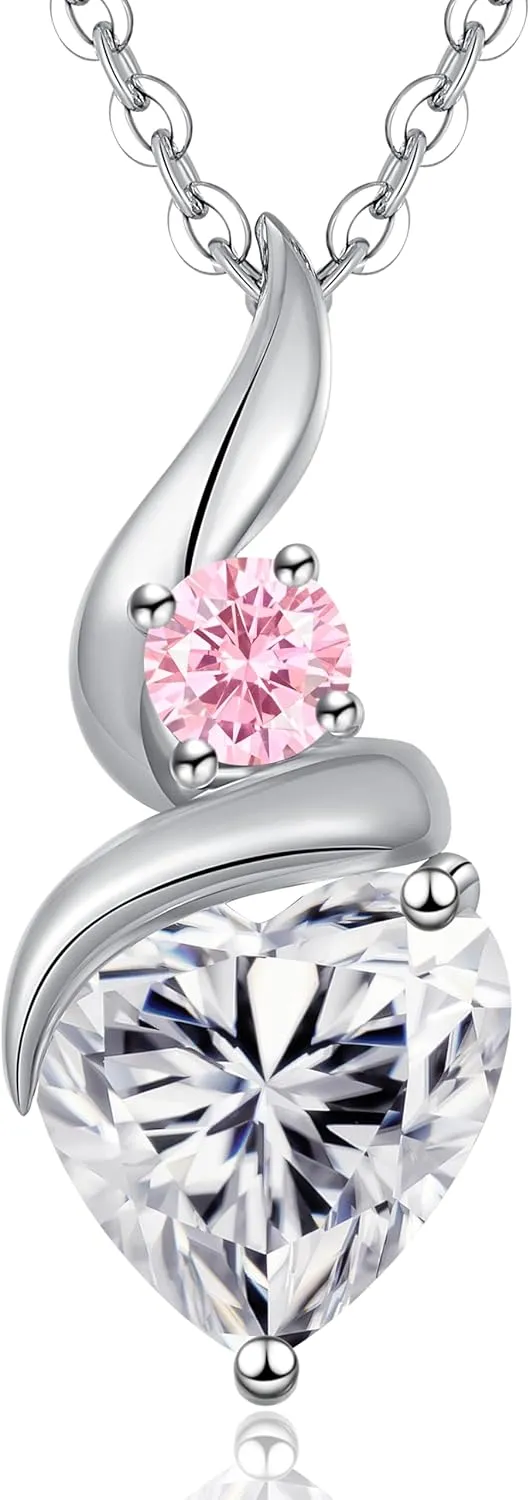 Moissanite Heart Pendant Necklaces for Women925 Sterling Silver Gold Plating Necklace with BirthstoneIdeal Anniversary Present or Birthday Christmas Valentine Engagements Mothers Day Jewelry Gifts for Mom Wife Her Girlfriend