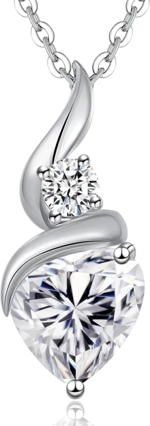 Moissanite Heart Pendant Necklaces for Women925 Sterling Silver Gold Plating Necklace with BirthstoneIdeal Anniversary Present or Birthday Christmas Valentine Engagements Mothers Day Jewelry Gifts for Mom Wife Her Girlfriend