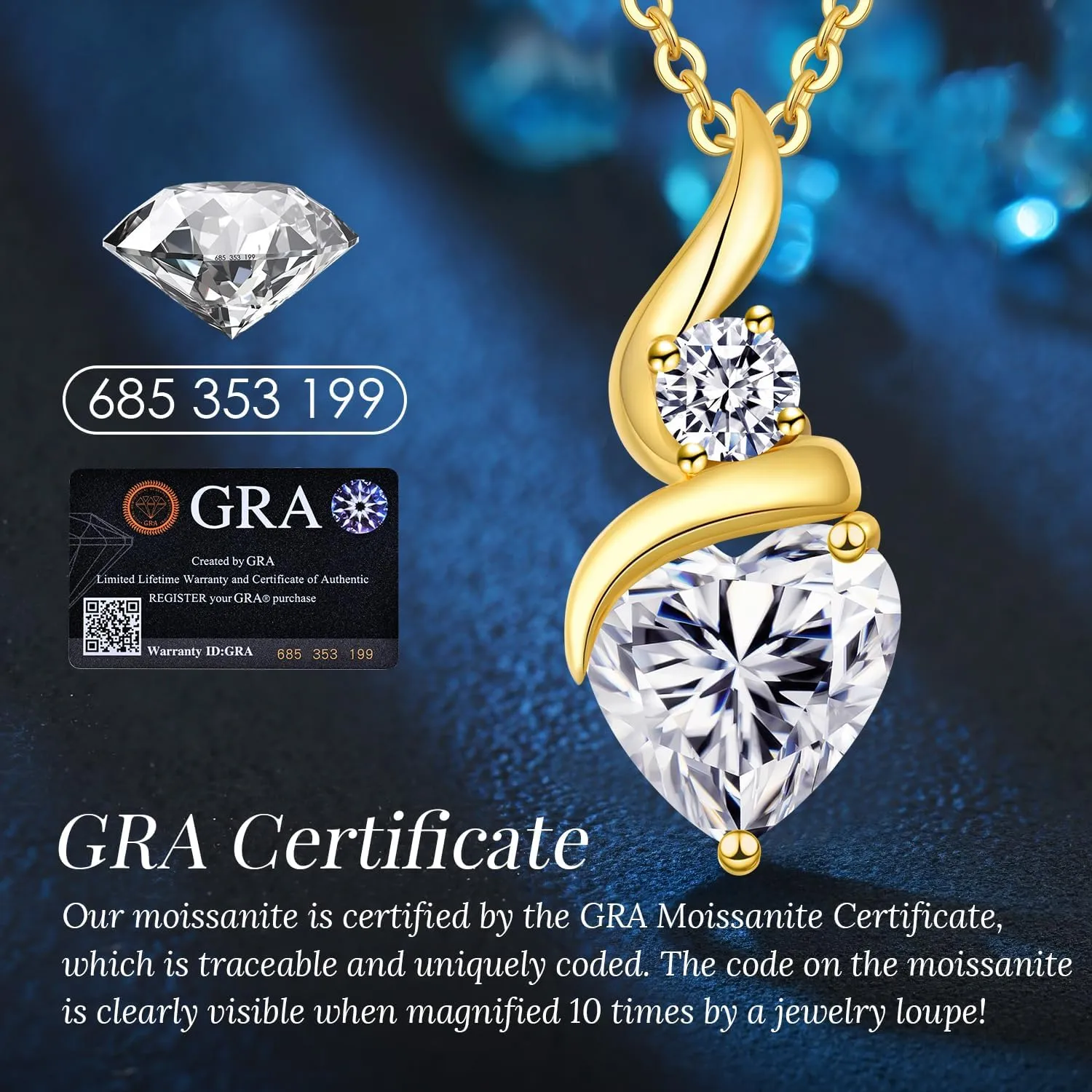 Moissanite Heart Pendant Necklaces for Women925 Sterling Silver Gold Plating Necklace with BirthstoneIdeal Anniversary Present or Birthday Christmas Valentine Engagements Mothers Day Jewelry Gifts for Mom Wife Her Girlfriend