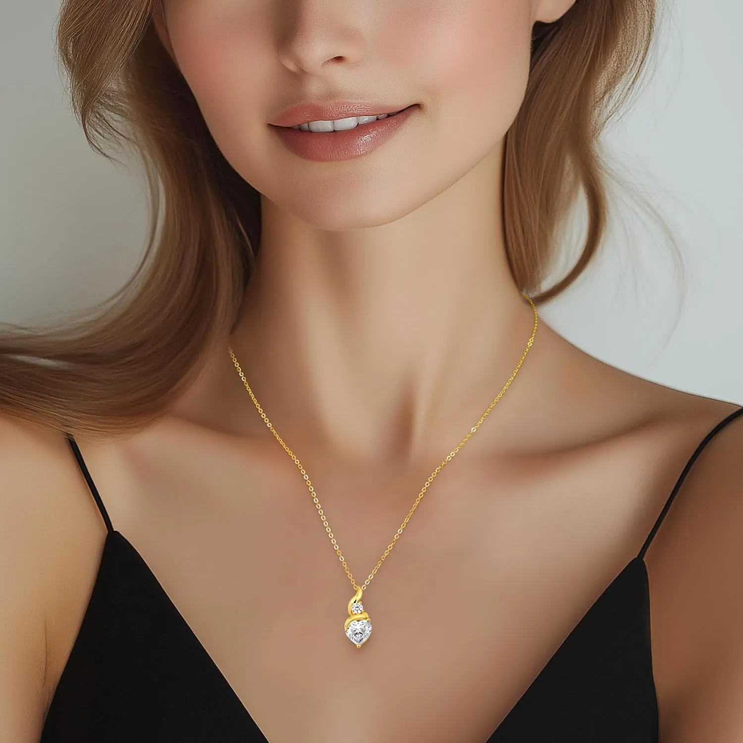 Moissanite Heart Pendant Necklaces for Women925 Sterling Silver Gold Plating Necklace with BirthstoneIdeal Anniversary Present or Birthday Christmas Valentine Engagements Mothers Day Jewelry Gifts for Mom Wife Her Girlfriend