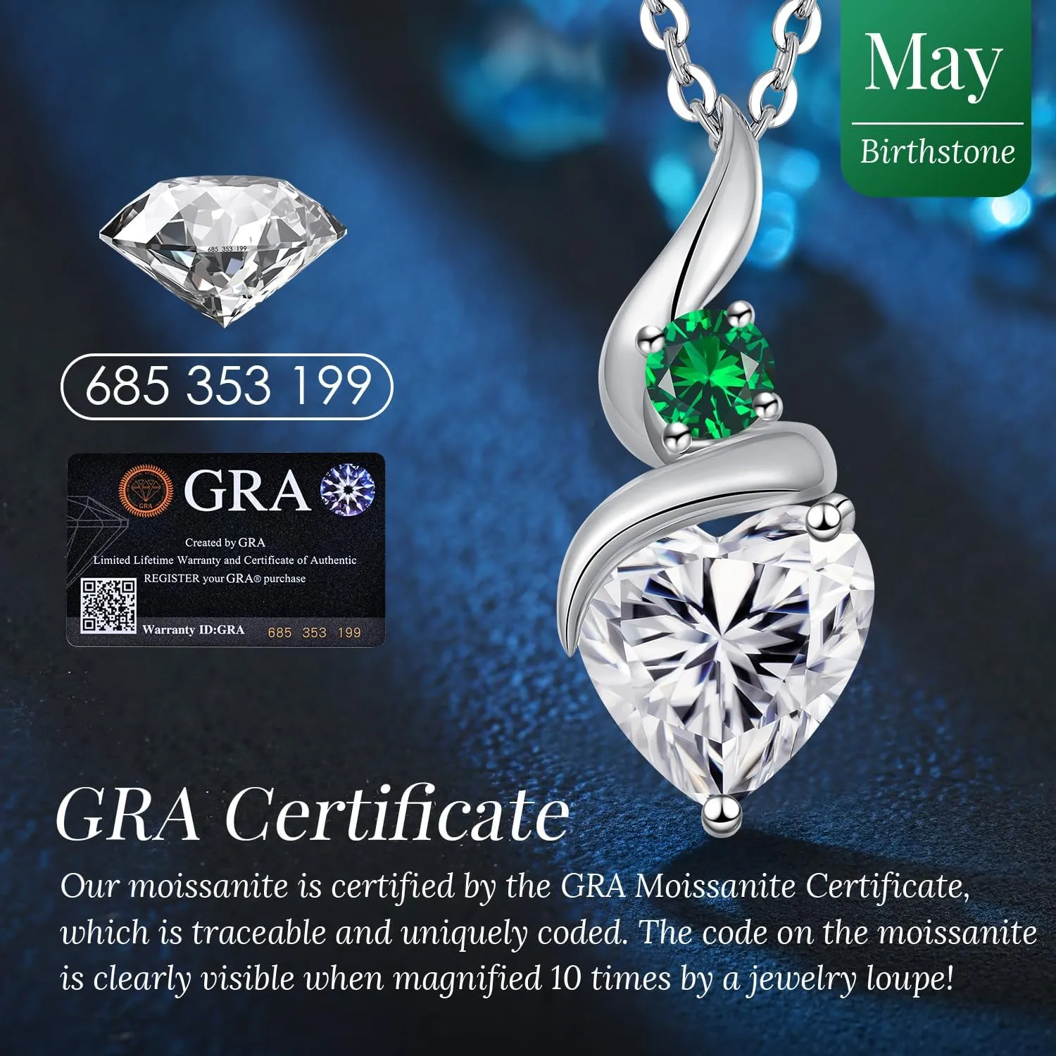 Moissanite Heart Pendant Necklaces for Women925 Sterling Silver Gold Plating Necklace with BirthstoneIdeal Anniversary Present or Birthday Christmas Valentine Engagements Mothers Day Jewelry Gifts for Mom Wife Her Girlfriend