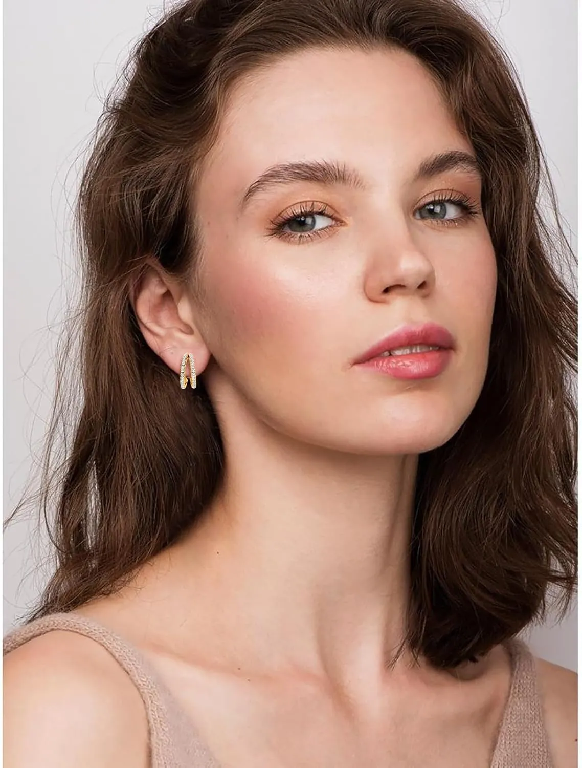 Moissanite Hoop Earrings for Women 925 Sterling Silver Open Huggie Hoop Earrings 18K White Gold Plated Hypoallergenic Stud Jewelry Christmas Birthday Gifts