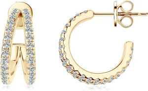 Moissanite Hoop Earrings for Women 925 Sterling Silver Open Huggie Hoop Earrings 18K White Gold Plated Hypoallergenic Stud Jewelry Christmas Birthday Gifts
