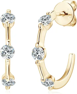 Moissanite Hoop Earrings for Women 925 Sterling Silver Open Huggie Hoop Earrings 18K White Gold Plated Hypoallergenic Stud Jewelry Christmas Birthday Gifts