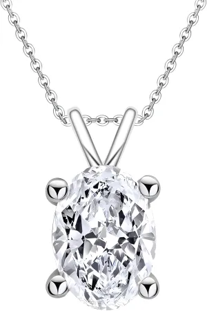 Moissanite Necklace for Women, 1CT Lab Created Diamond D Color Chain, 18K White Gold in Sterling Silver Necklace, Anniversary Romantic Gift for Mom, Wife on Birthday, Wedding, Valentine's Day