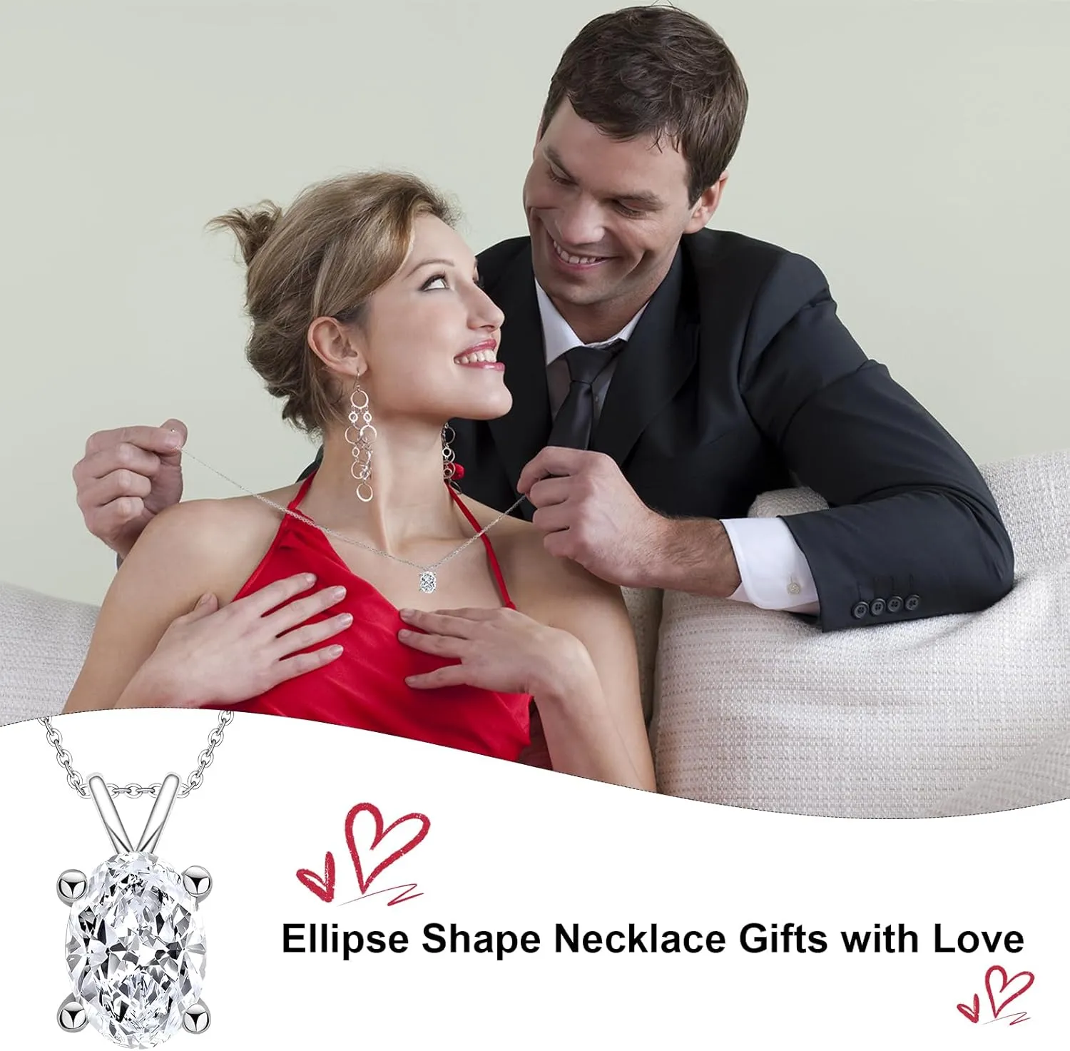 Moissanite Necklace for Women, 1CT Lab Created Diamond D Color Chain, 18K White Gold in Sterling Silver Necklace, Anniversary Romantic Gift for Mom, Wife on Birthday, Wedding, Valentine's Day