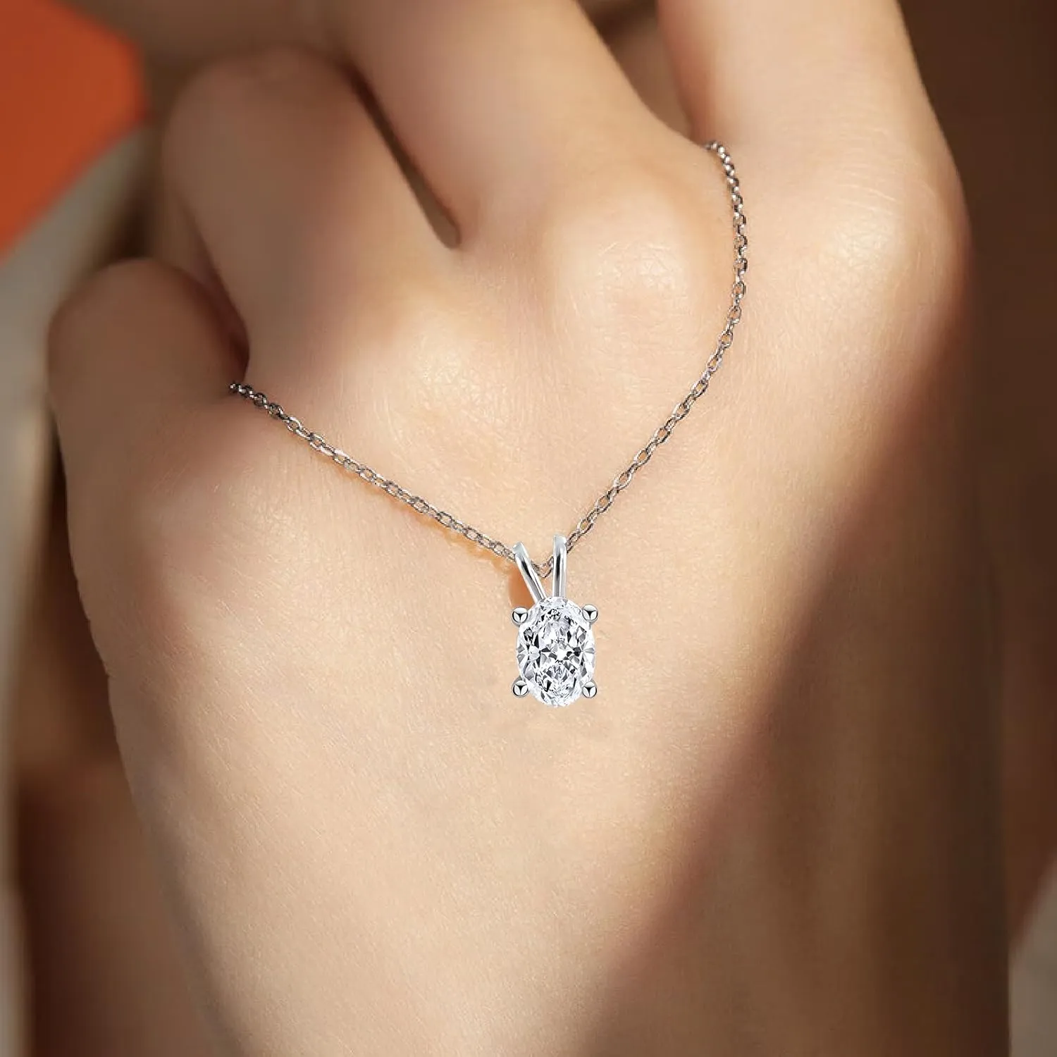 Moissanite Necklace for Women, 1CT Lab Created Diamond D Color Chain, 18K White Gold in Sterling Silver Necklace, Anniversary Romantic Gift for Mom, Wife on Birthday, Wedding, Valentine's Day