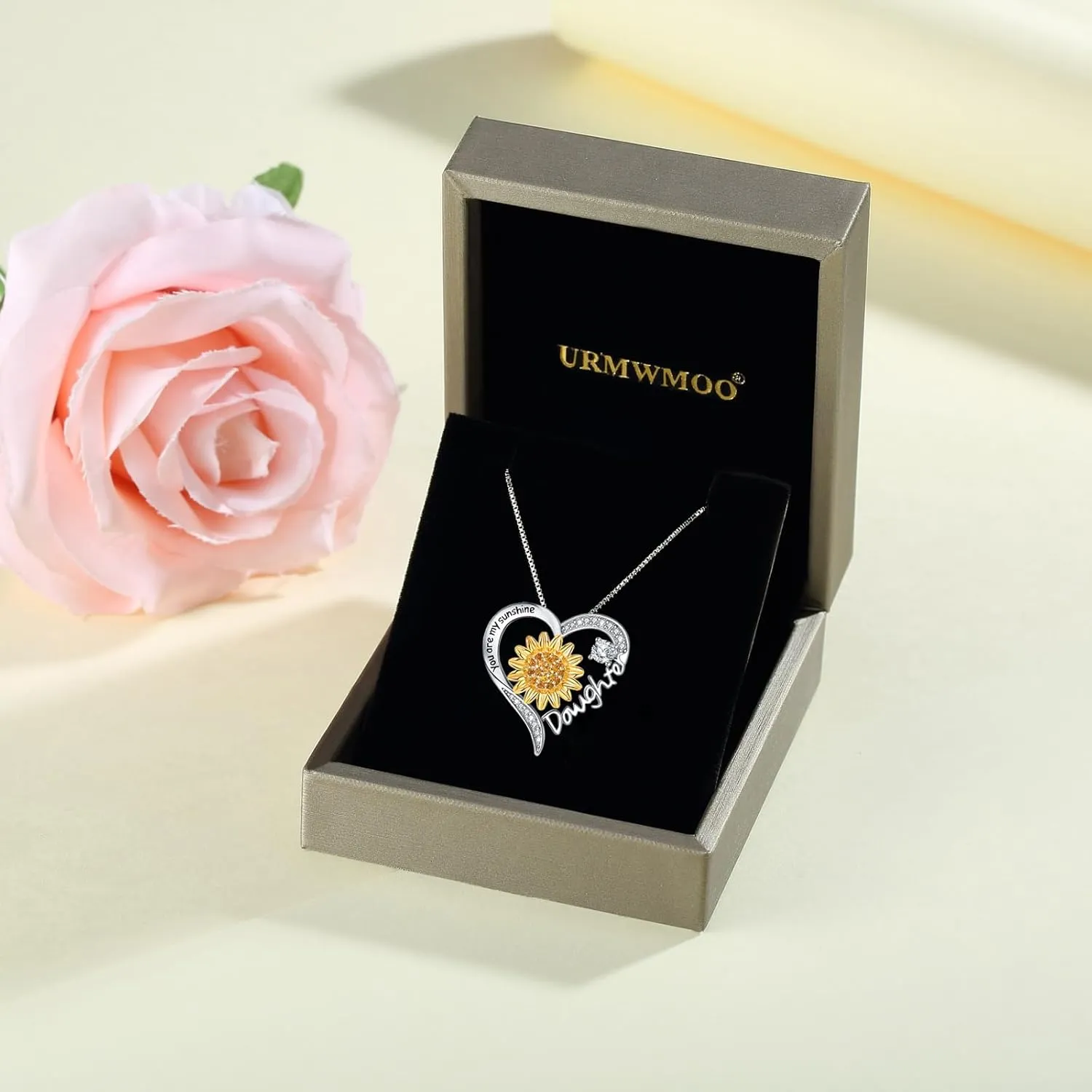 Mom Daughter Sister Nana Necklace S925 Sterling Silver Sunflower You are My Sunshine Love Heart Infinity Pendant Necklaces Bracelet Jewelry Suit Birthday Gifts for Women