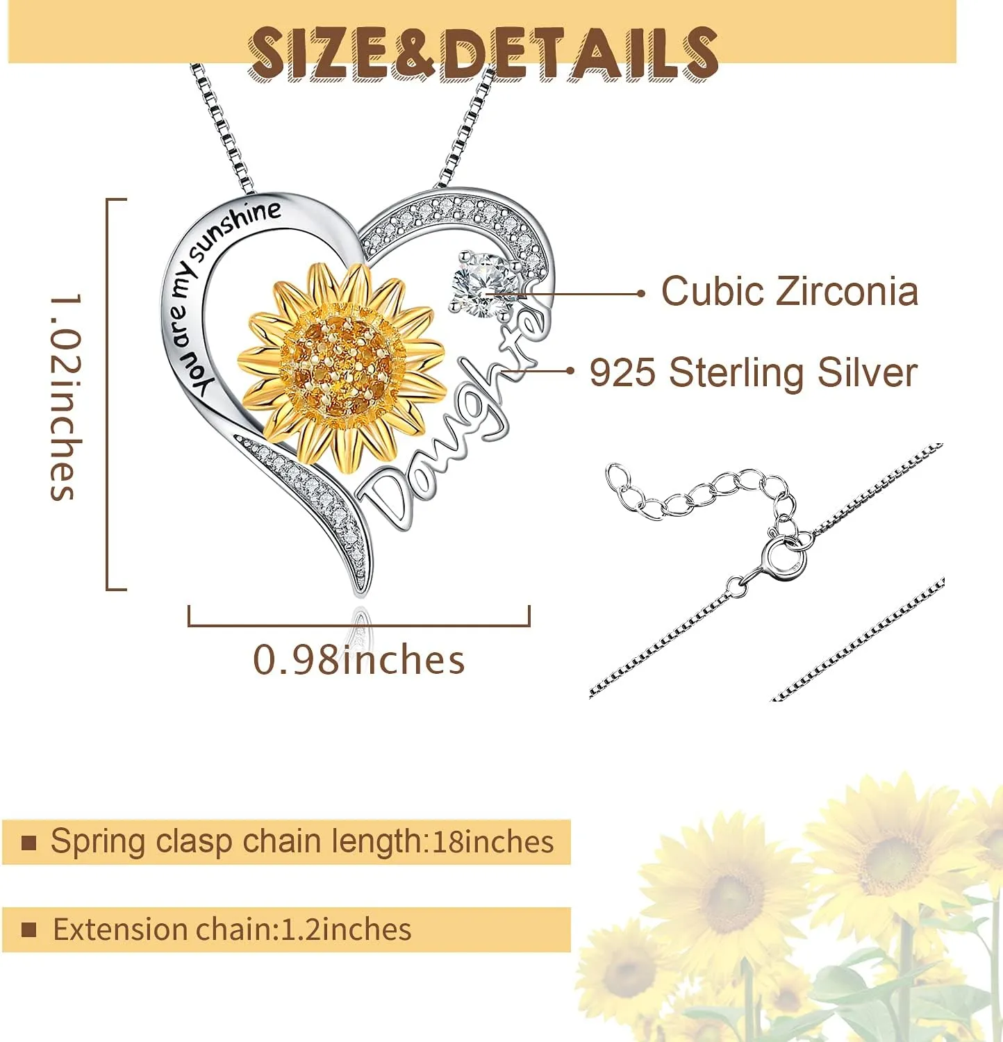 Mom Daughter Sister Nana Necklace S925 Sterling Silver Sunflower You are My Sunshine Love Heart Infinity Pendant Necklaces Bracelet Jewelry Suit Birthday Gifts for Women