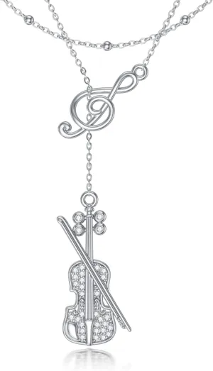 MONGAS layered Necklace Sterling Silver Music/Mountain/Cat/Penguin/Compass/Sunflower/Violin/Horseshoe/Anchor/Star of David Pendant Necklace Layered Necklace For Women
