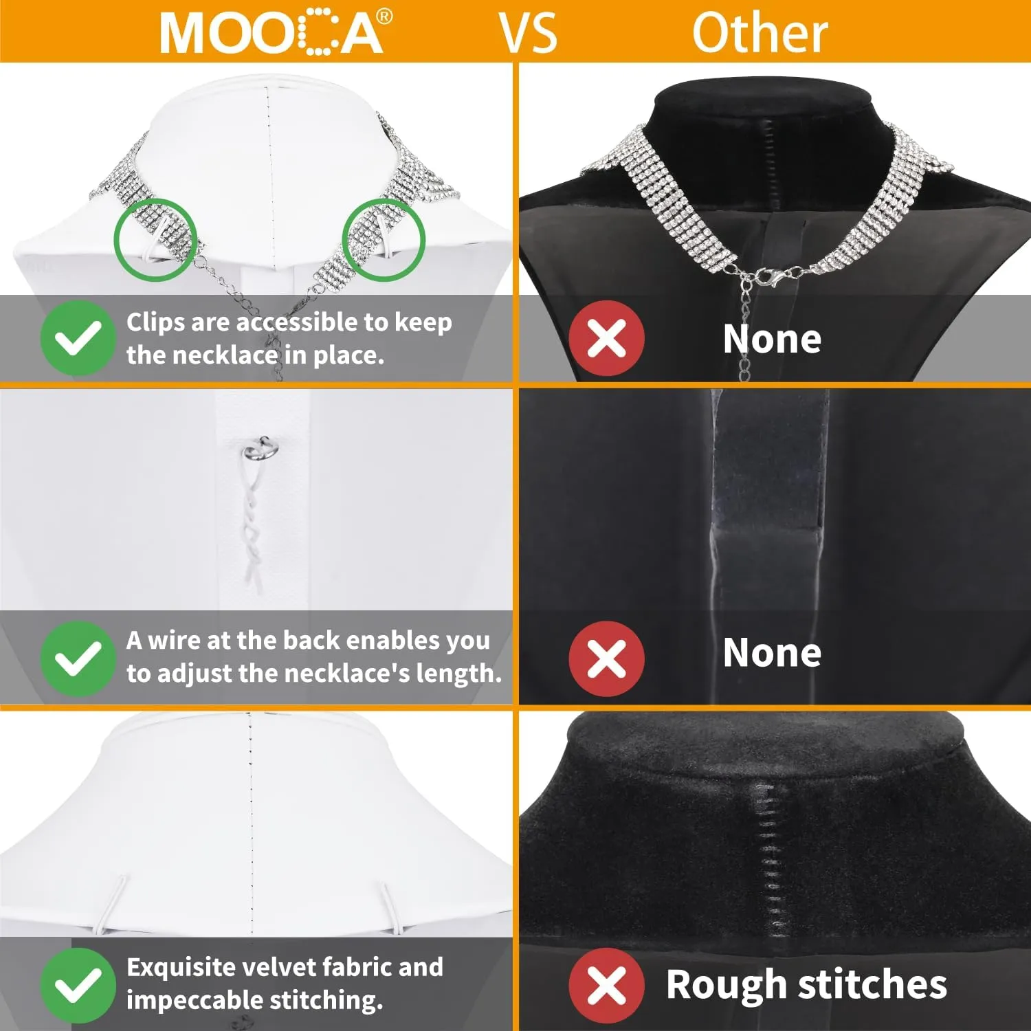 MOOCA 2 Pcs Necklace Chain Jewelry Bust Display Holder Stand, Necklaces Display Mannequin Bust, Jewelry Bust Stand, 11 1/4" H, White Leatherette