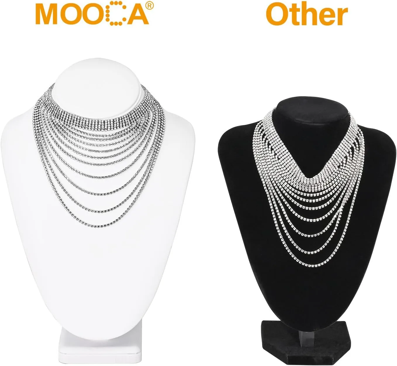 MOOCA 2 Pcs Necklace Chain Jewelry Bust Display Holder Stand, Necklaces Display Mannequin Bust, Jewelry Bust Stand, 11 1/4" H, White Leatherette