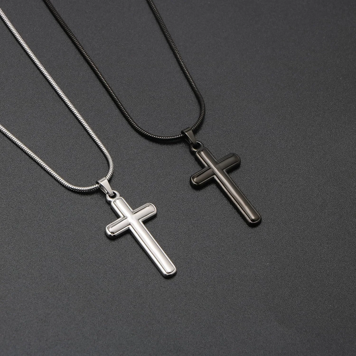 MOOGEEN Cross Necklace for Men Faith Religious Christian Jewelry Black Silver Cross Pendant 20 Inches Chains Birthday Christmas Gifts for Men Husband Boyfriend Dad Son Grandson Friends