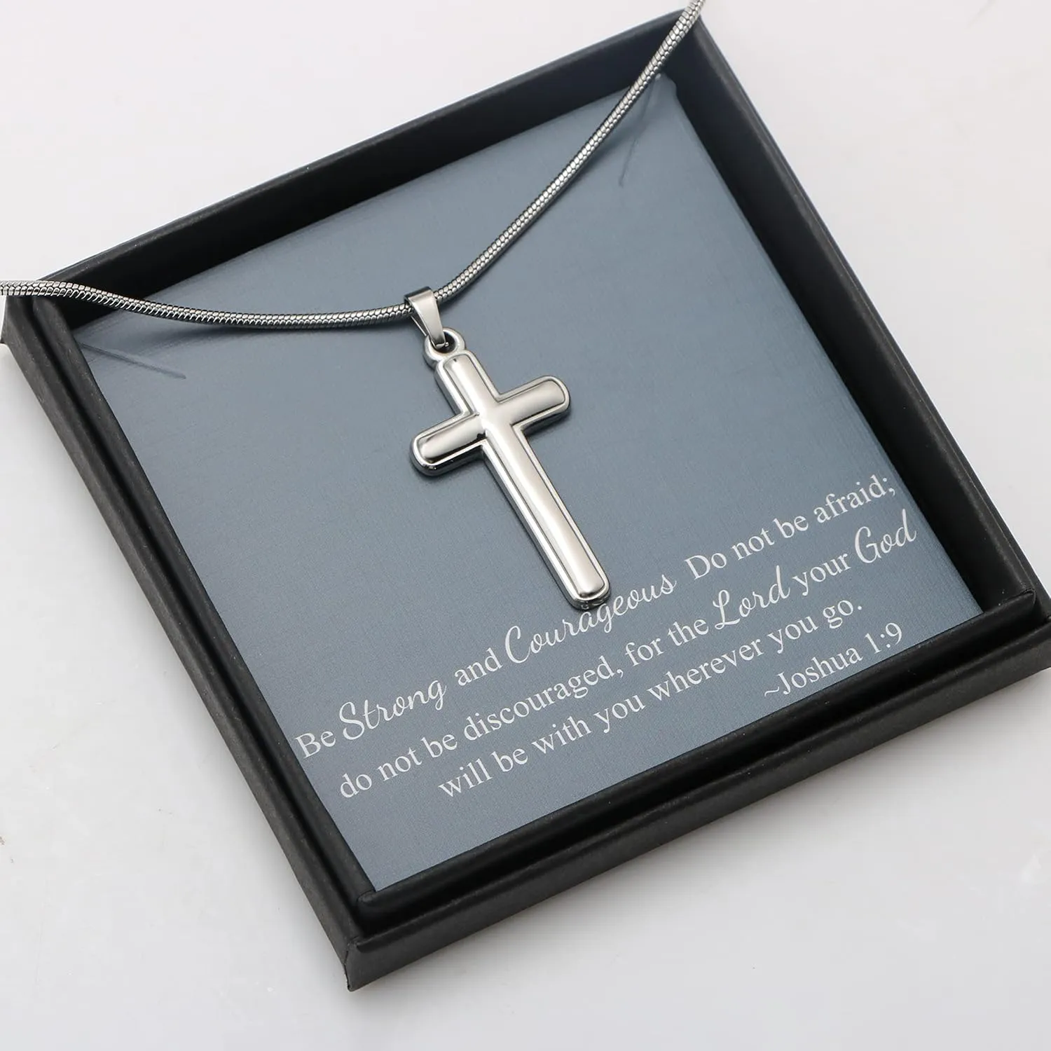 MOOGEEN Cross Necklace for Men Faith Religious Christian Jewelry Black Silver Cross Pendant 20 Inches Chains Birthday Christmas Gifts for Men Husband Boyfriend Dad Son Grandson Friends