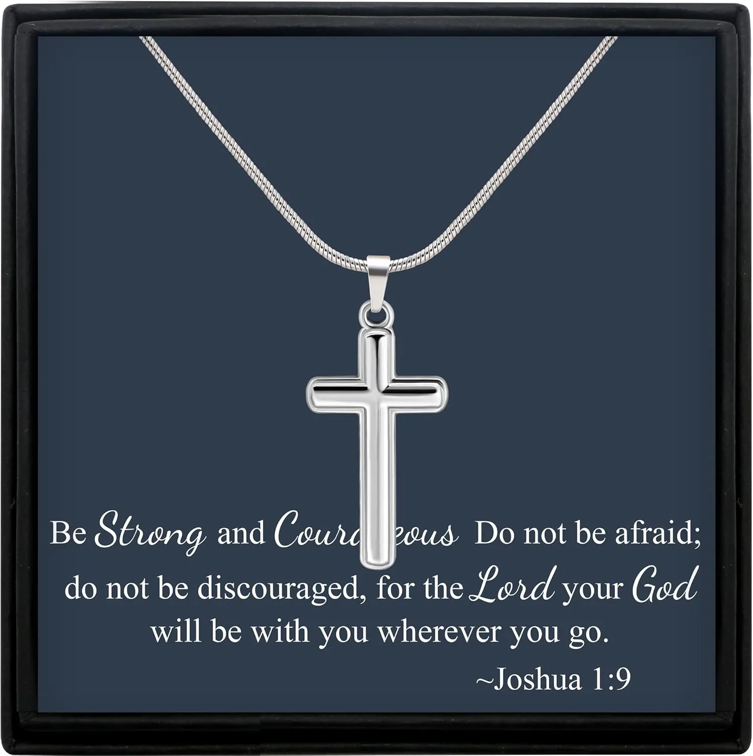MOOGEEN Cross Necklace for Men Faith Religious Christian Jewelry Black Silver Cross Pendant 20 Inches Chains Birthday Christmas Gifts for Men Husband Boyfriend Dad Son Grandson Friends