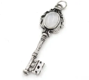 Moonstone Hecate Key Pendant Neckalce With Cord Chain