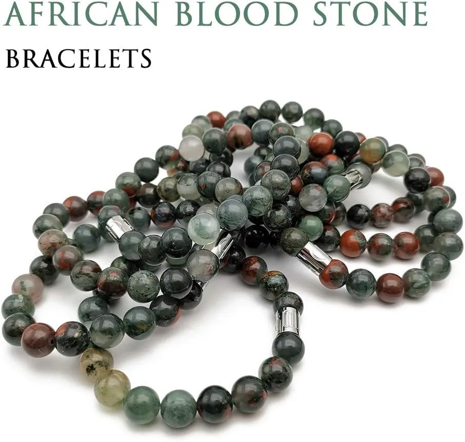 Morchic 10mm Natural Stone Mens Stretch Bracelet, Genuine Energy Semi Precious Gemstone Beads Classic Birthday Gift 8 Inch