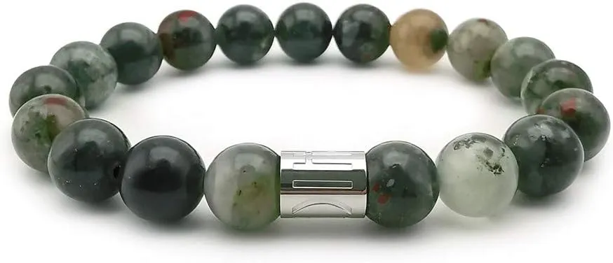 Morchic 10mm Natural Stone Mens Stretch Bracelet, Genuine Energy Semi Precious Gemstone Beads Classic Birthday Gift 8 Inch
