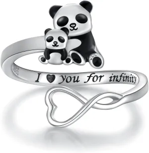 Mother Daughter Jewelry Elephant Panda Koala Dinosaur Rings Sterling Silver Necklace Bracelet Mom Child Animal Jewelry Gift