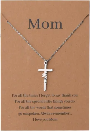 Mothers Day Gifts for Mom Cross Necklace for Women Mom Birthday Christmas Gift for Mother Mommy from Daughter Son Women Religious Gifts for Women Christian Necklaces