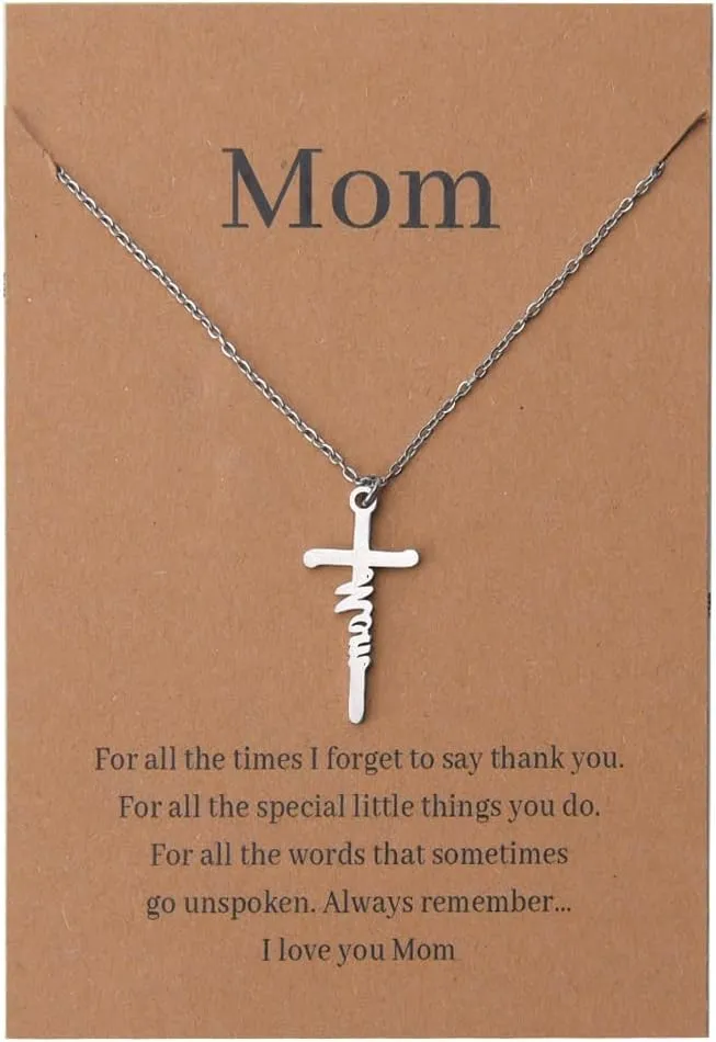 Mothers Day Gifts for Mom Cross Necklace for Women Mom Birthday Christmas Gift for Mother Mommy from Daughter Son Women Religious Gifts for Women Christian Necklaces