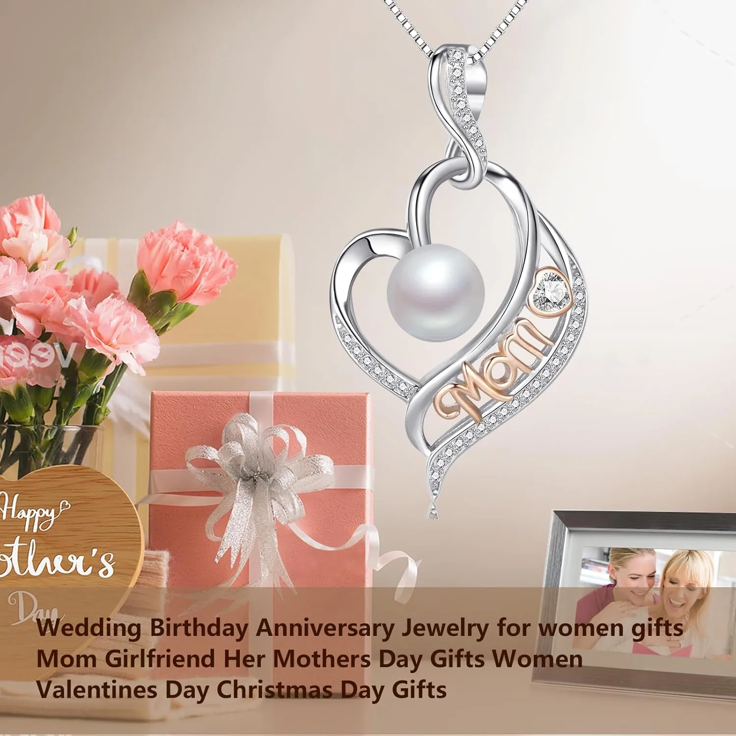 Mothers Day Gifts for Mom -Grandma Mom from Daughter Son, Gifts for Wife Nana Mother Birthday-Christmas Day for Women Her Jewelry Gift, Pearl Necklaces