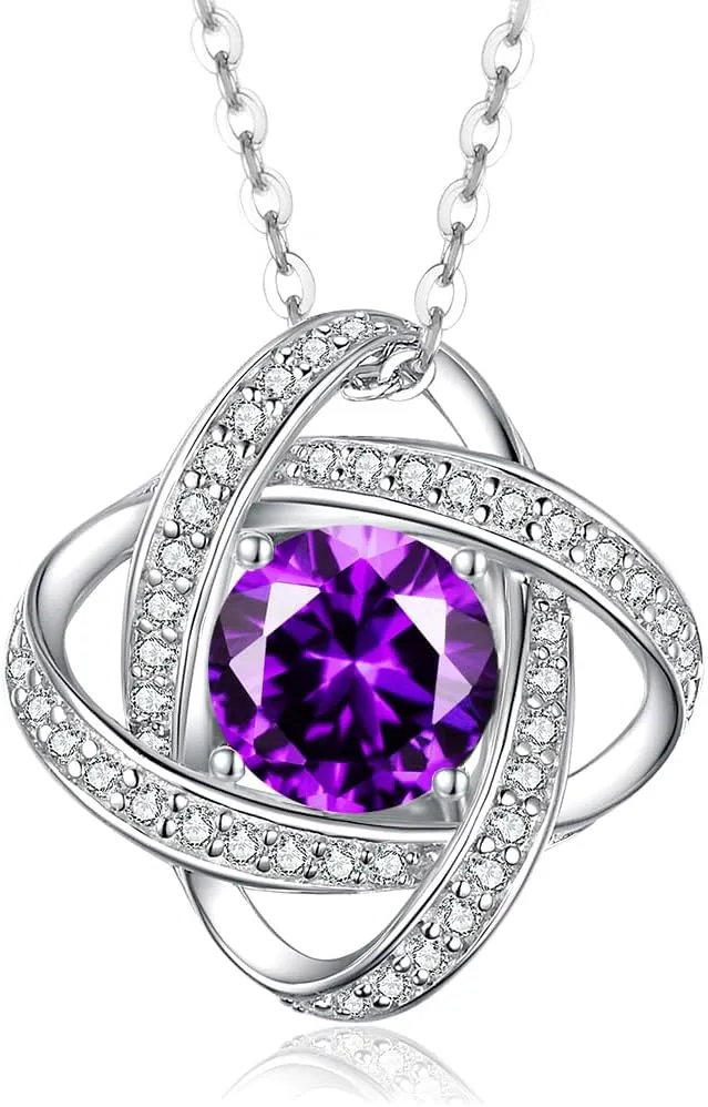 Mothers Day Gifts for Wife- Birthstone Necklace Gifts for Women, Love Knot Necklaces for Women 925 Sterling Silver Anniversary Valentines Mothers Day Birthday Gifts Jewelry for Women Wife Mom Girlfriend Her