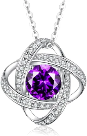 Mothers Day Gifts for Wife- Birthstone Necklace Gifts for Women, Love Knot Necklaces for Women 925 Sterling Silver Anniversary Valentines Mothers Day Birthday Gifts Jewelry for Women Wife Mom Girlfriend Her