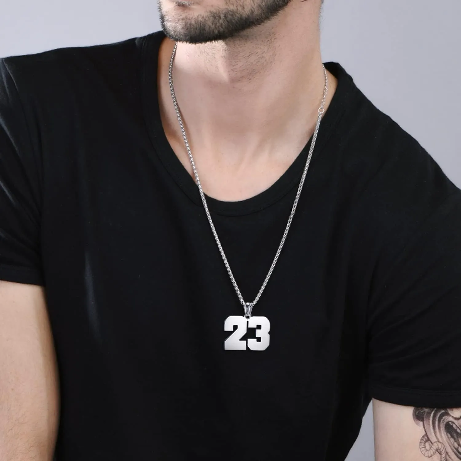MUERDOU Number Necklace for Men Athletes Number Chain Stainless Steel Jersey Pendant Personalized Sports Jewelry Gift for Men Basketball Baseball Football
