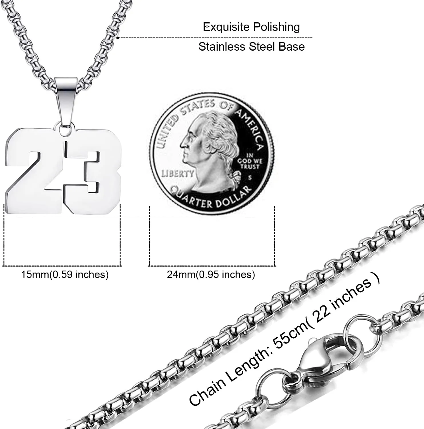 MUERDOU Number Necklace for Men Athletes Number Chain Stainless Steel Jersey Pendant Personalized Sports Jewelry Gift for Men Basketball Baseball Football