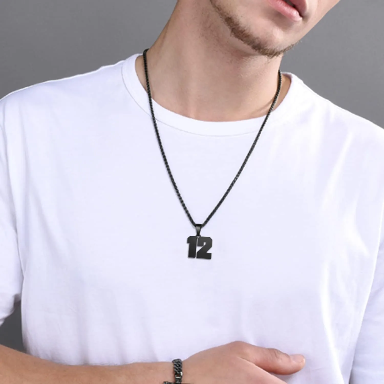 MUERDOU Number Necklace for Men Athletes Number Chain Stainless Steel Jersey Pendant Personalized Sports Jewelry Gift for Men Basketball Baseball Football