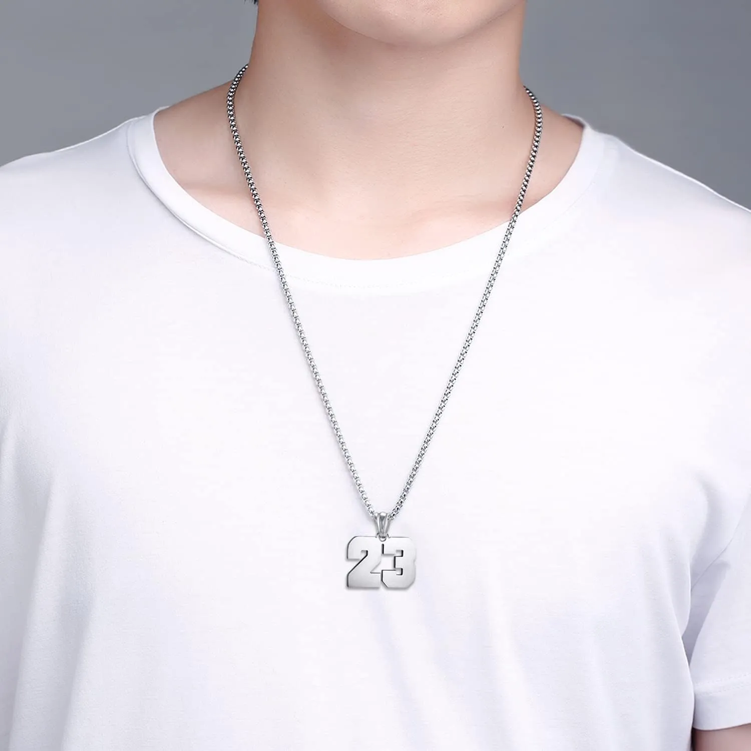 MUERDOU Number Necklace for Men Athletes Number Chain Stainless Steel Jersey Pendant Personalized Sports Jewelry Gift for Men Basketball Baseball Football