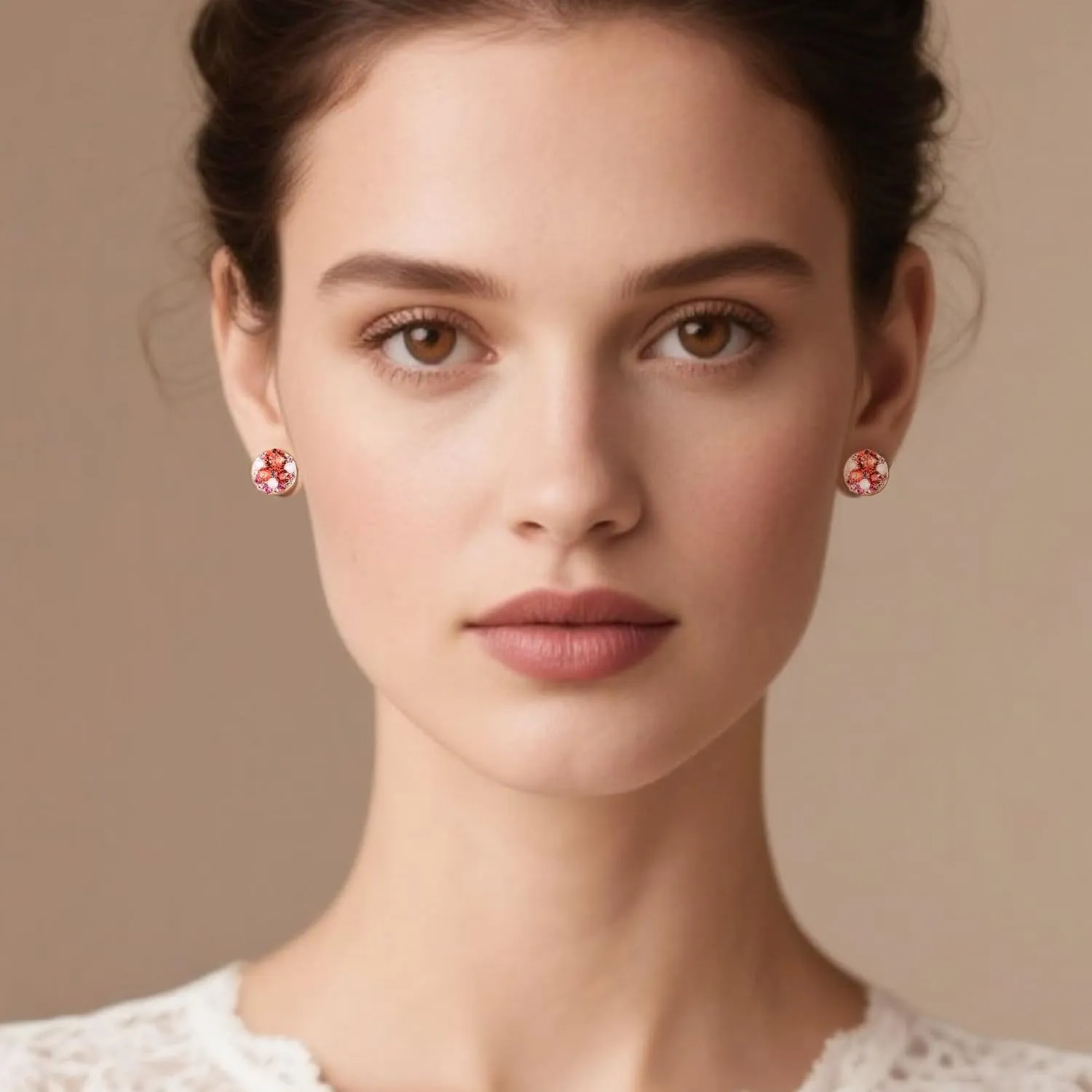 Multicolored Austrian Crystal Rhinestone Stud Earrings for Women Fashion S925 Sterling Silver Hypoallergenic Jewelry