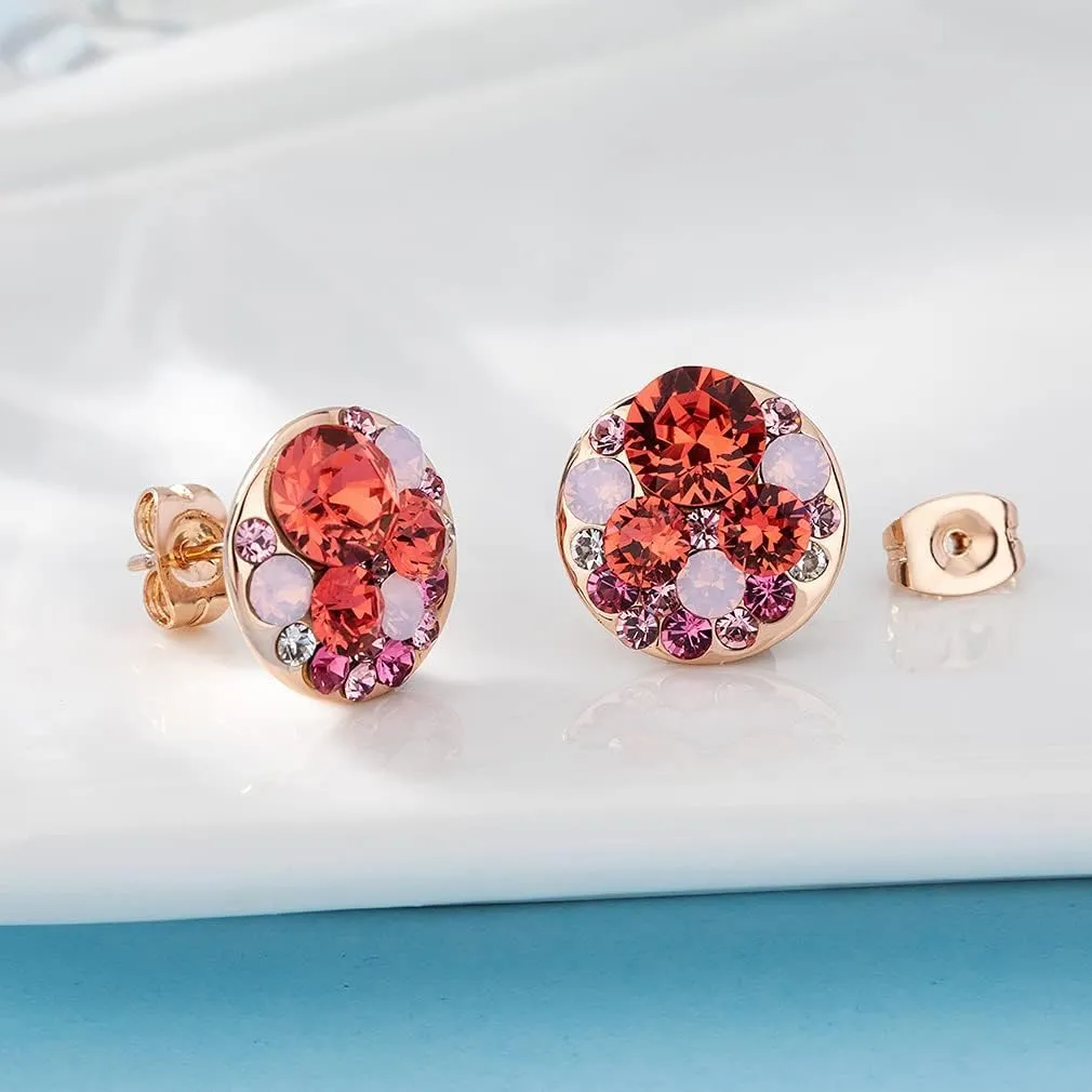Multicolored Austrian Crystal Rhinestone Stud Earrings for Women Fashion S925 Sterling Silver Hypoallergenic Jewelry