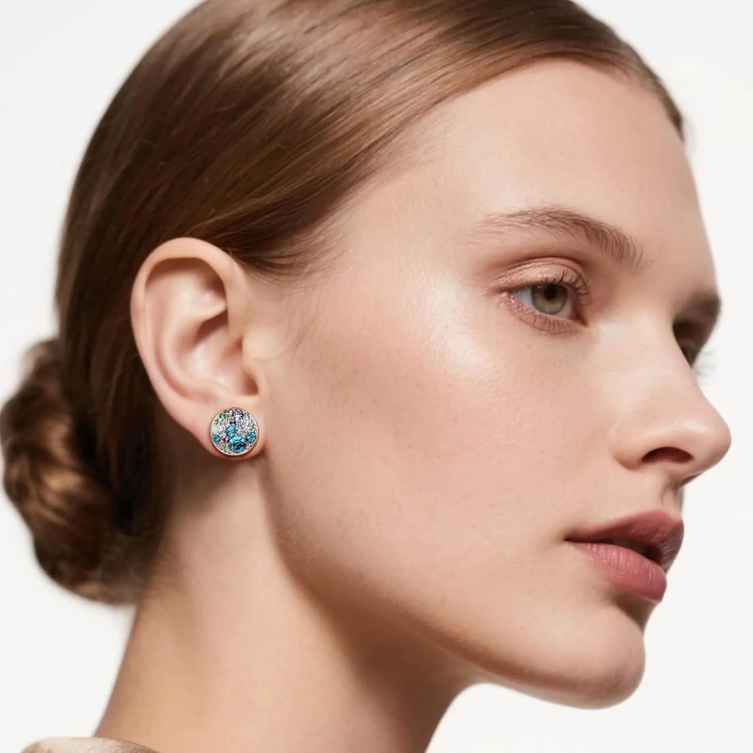 Multicolored Austrian Crystal Rhinestone Stud Earrings for Women Fashion S925 Sterling Silver Hypoallergenic Jewelry