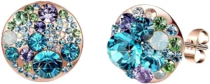 Multicolored Austrian Crystal Rhinestone Stud Earrings for Women Fashion S925 Sterling Silver Hypoallergenic Jewelry