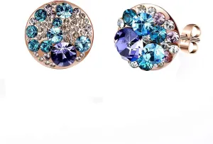 Multicolored Austrian Crystal Rhinestone Stud Earrings for Women Fashion S925 Sterling Silver Hypoallergenic Jewelry