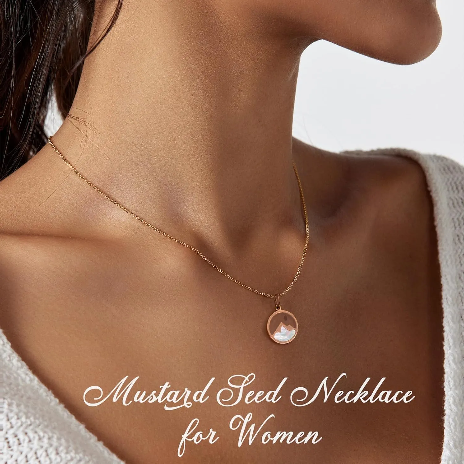 Mustard Seed Necklace for Women Inspirational Faith Necklace Christian Gifts for Women Dainty 14k Gold Necklaces Non Tarnish Religious Gift for Sister Daughter Mom