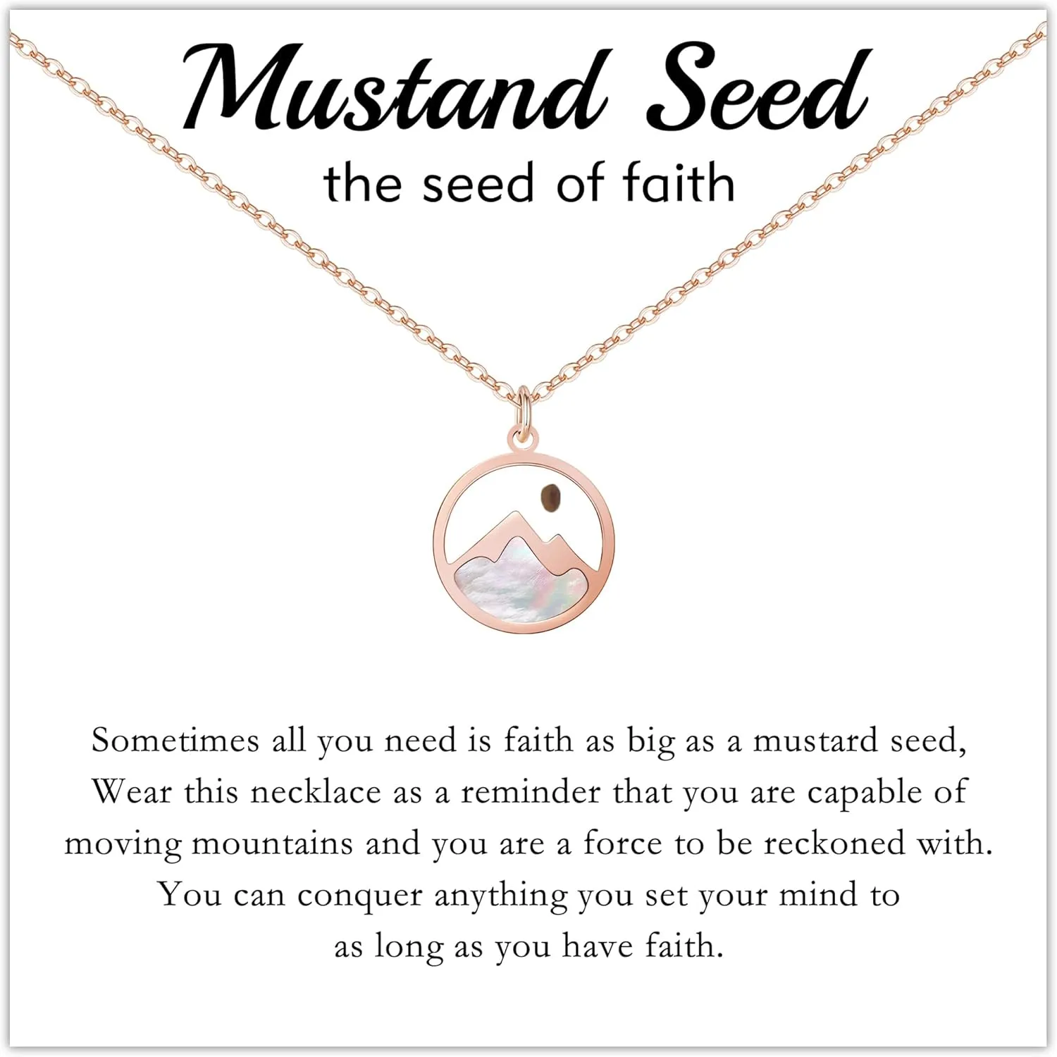 Mustard Seed Necklace for Women Inspirational Faith Necklace Christian Gifts for Women Dainty 14k Gold Necklaces Non Tarnish Religious Gift for Sister Daughter Mom