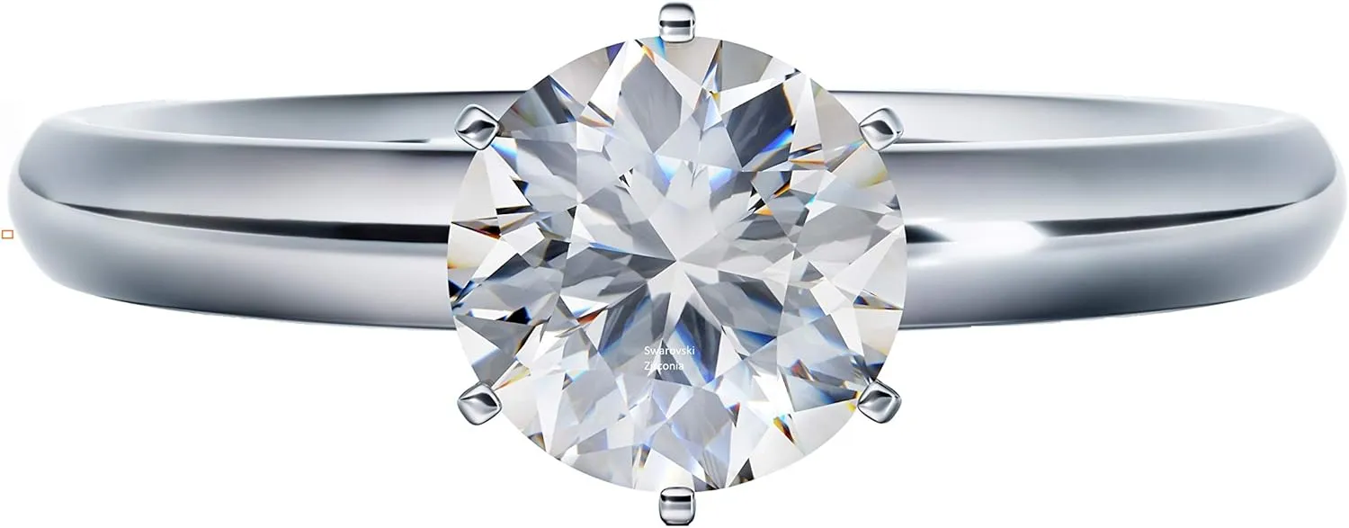 NANA Jewels Matrix Simulated Diamond Engagement Ring Solitaire 1 to 4 carat in Silver 10k & 14k Gold
