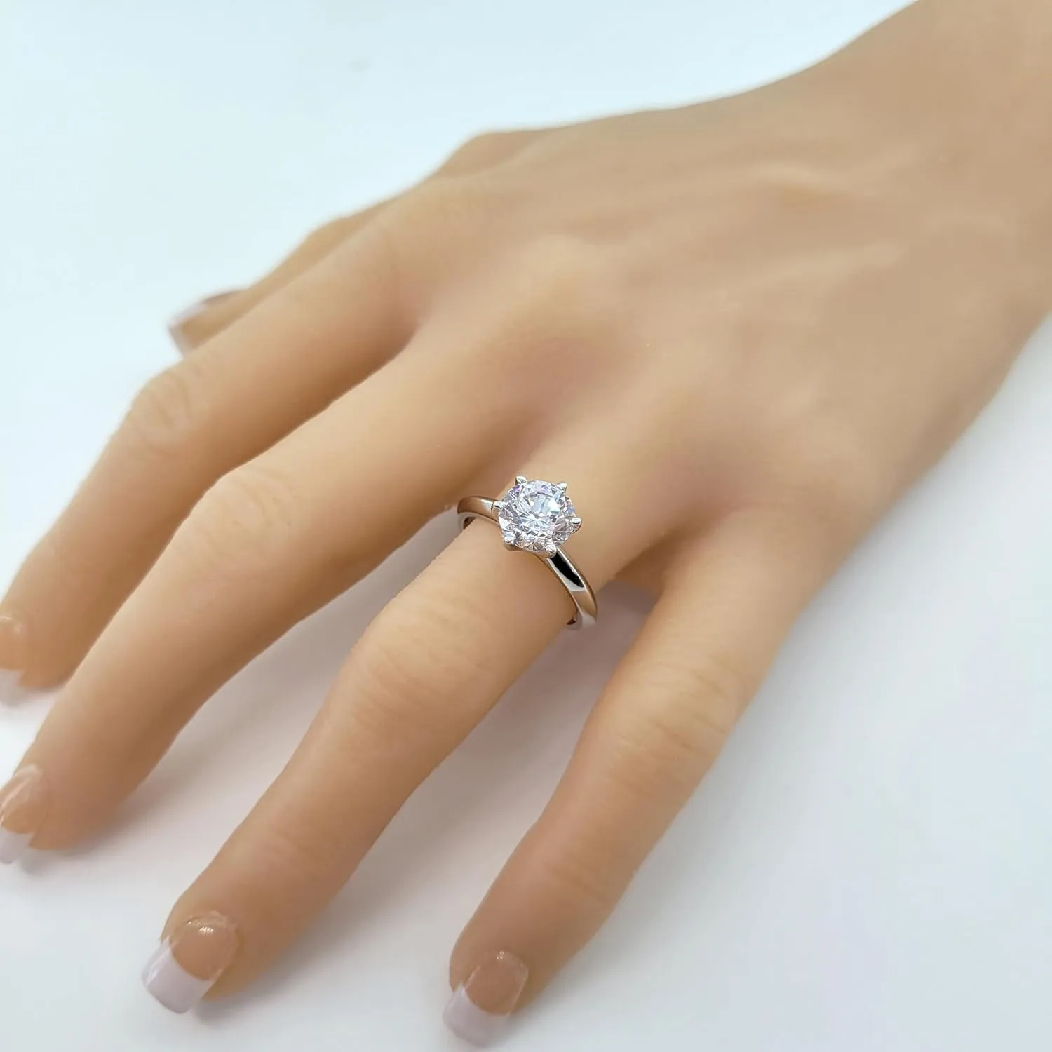 NANA Jewels Matrix Simulated Diamond Engagement Ring Solitaire 1 to 4 carat in Silver 10k & 14k Gold