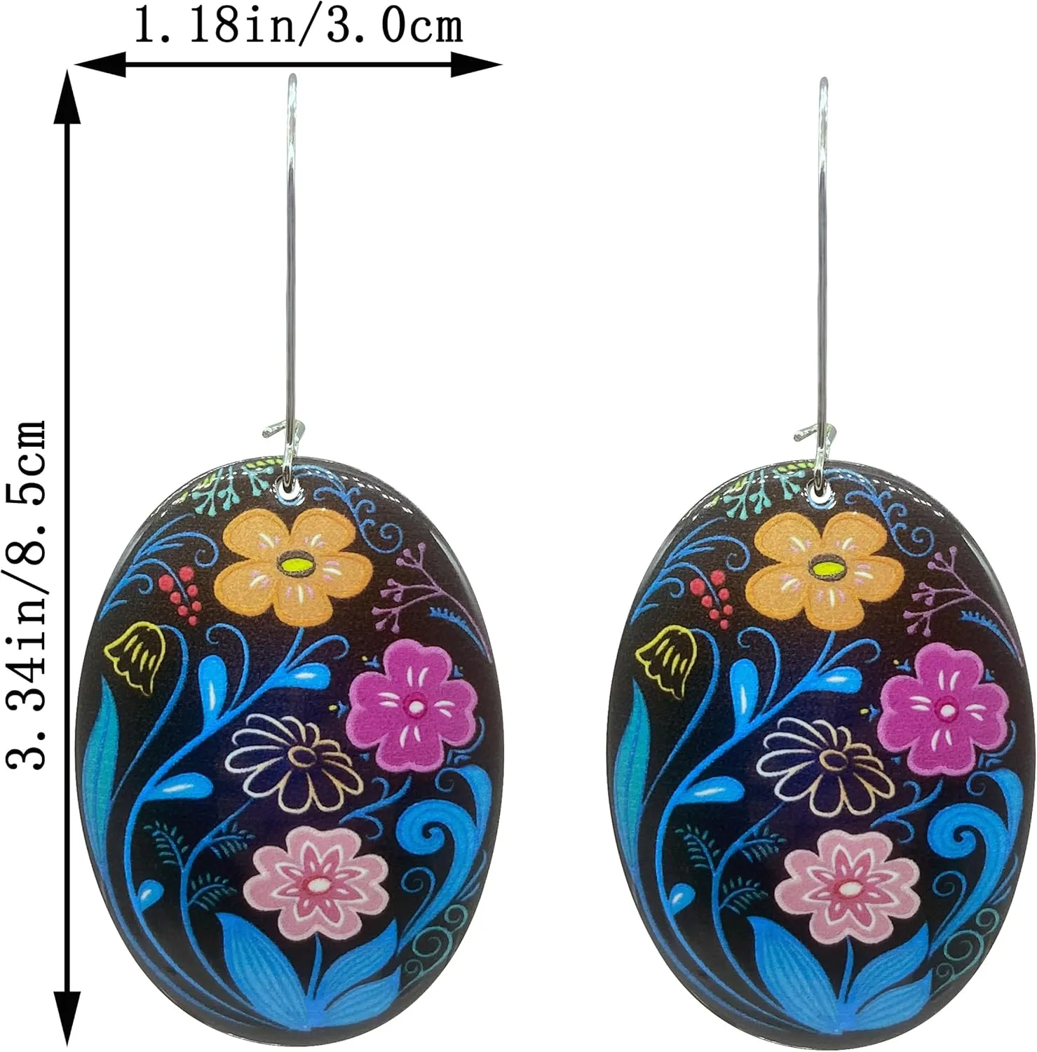 National Style Handmade Bohemian Dangle Earrings Fashion Printing Geometry Dangle Drop Earrings For Women