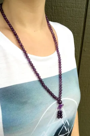 Natural AMETHYST 8mm 108 Mala Beads, Spiritual, Meditation Beads, Reiki, Japa Mala, Buddhist Prayer Beads, Yoga Bracelet, healing beads LKMALA-RRGU-3376