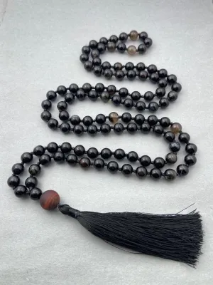 Natural Black Onyx 8mm 108 Mala Beads, Spiritual, Meditation Beads, Reiki, Japa Mala, Buddhist Prayer Beads, Yoga Bracelet, healing beads LKMALA-RRGU-3567