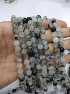 Natural Black Rutile 6mm 108 Mala Beads, Spiritual, Meditation Beads, Reiki, Japa Mala, Buddhist Prayer Beads, Yoga Bracelet, healing beads LKMALA-RRGU-1459